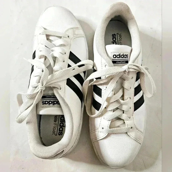 Adidas Ortholite Float  Cloudfoam Classic White Sneaker Black Stripe sz 7… - Picture 7 of 9